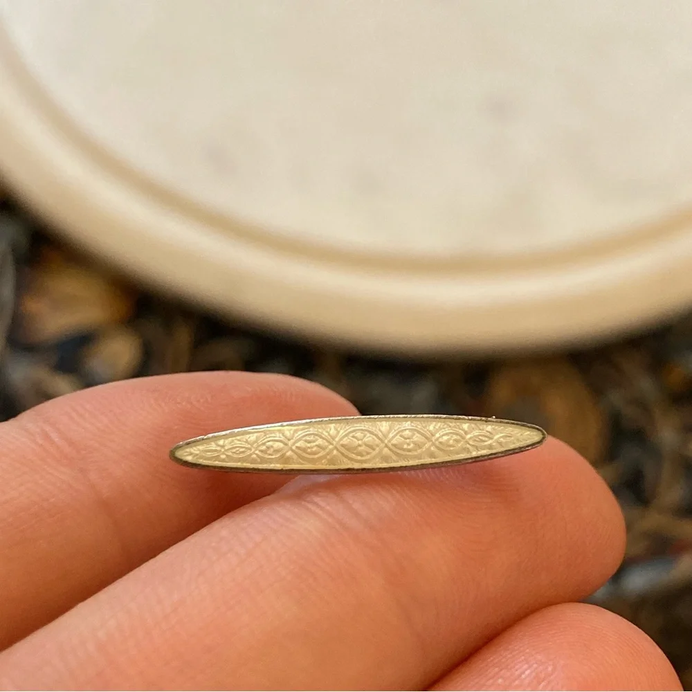 Antique Guilloche Enamel Sterling Lingerie Pin Signed - Picture 5 of 6